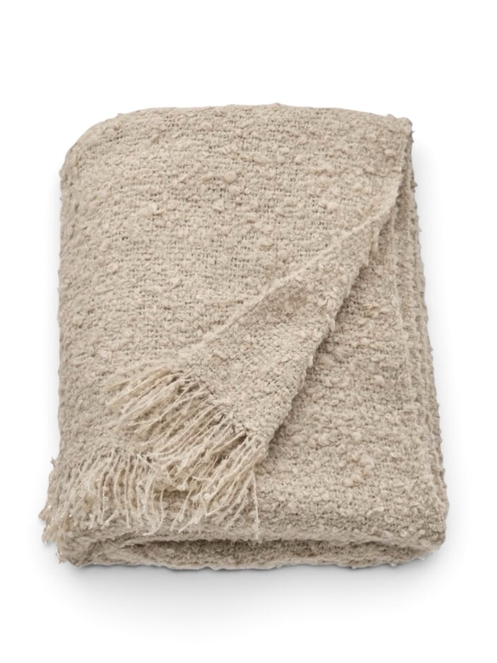 NWT IKEA SANDBRODD Throw Blanket | Beige | Soft Textured Fringe | 51” x 67”